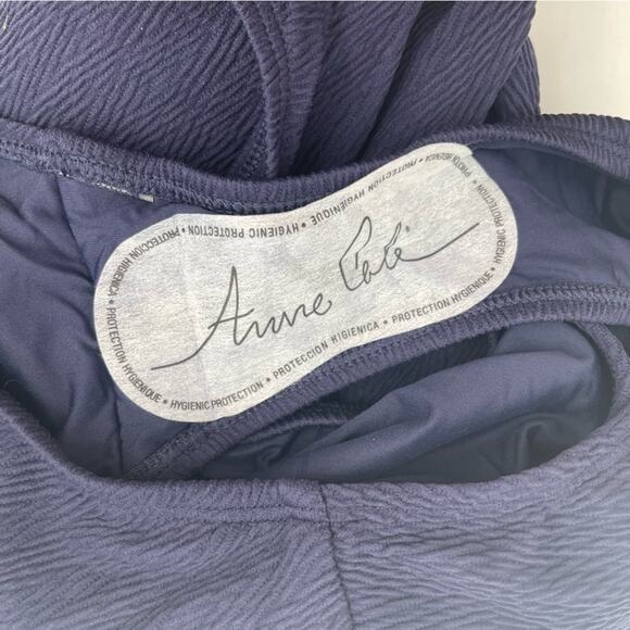 ANNE COLE Twist Front Navy Swimsuit One Piece Textured Cut Out Swim NWT Size 12 - Picture 10 of 11